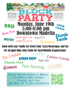 2023 Block Party Poster with no businesses 6.2.23 - Madelia Chamber of Commerce