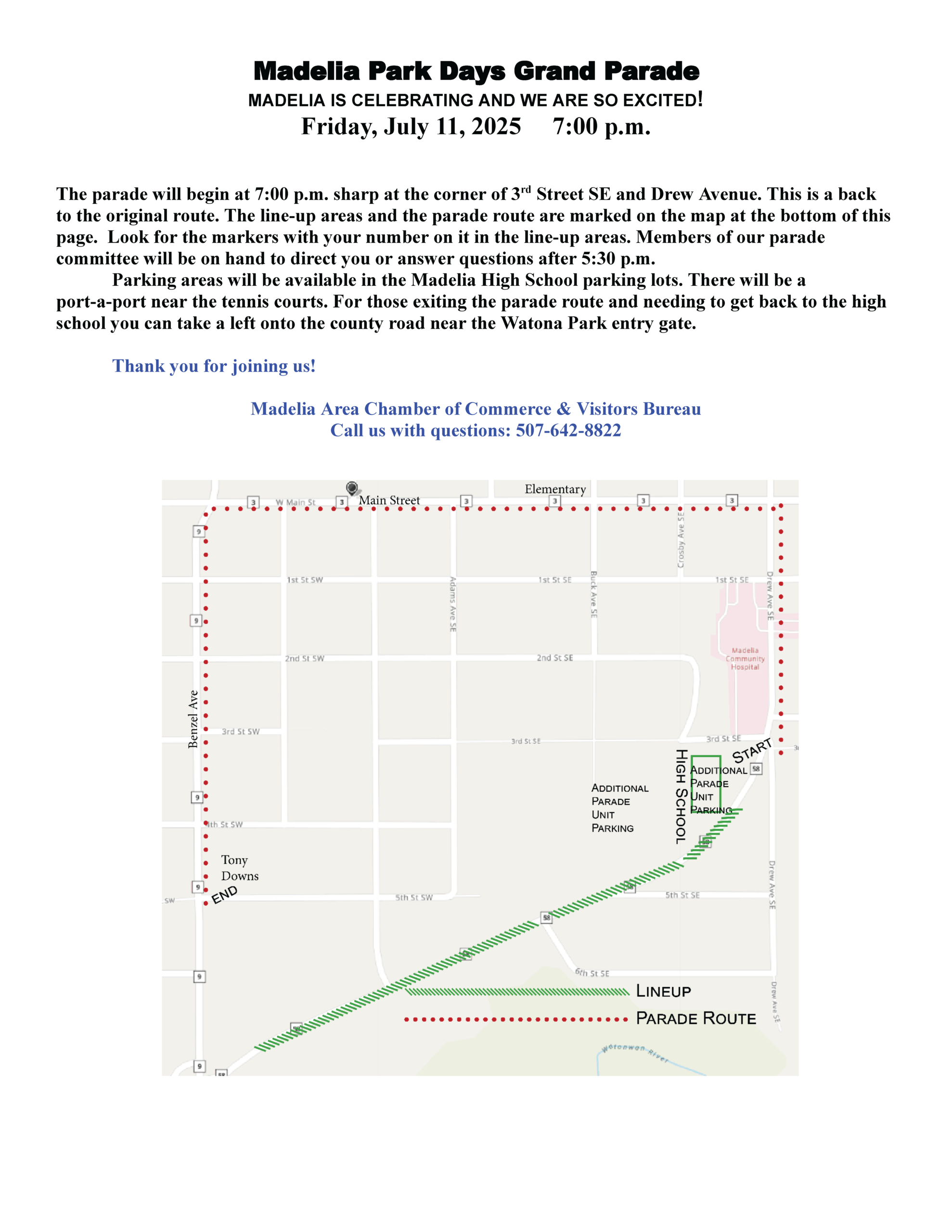2025 Madelia Park Days Parade Lineup map scaled - Madelia Chamber of Commerce