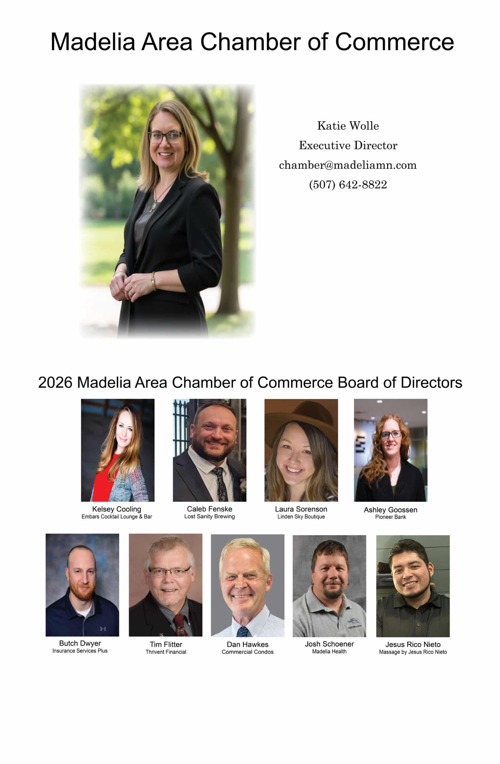 2026 chamber board.staff website 1 scaled - Madelia Chamber of Commerce