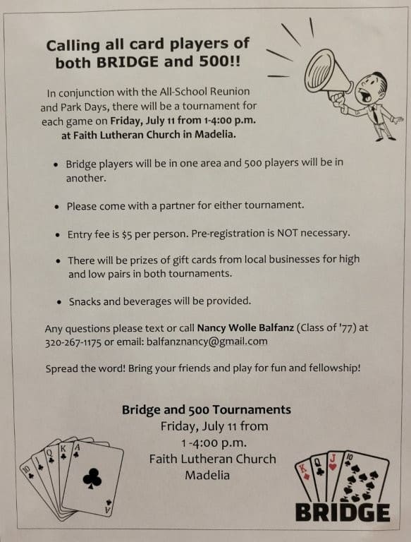 Bridge Tournament - Madelia Chamber of Commerce