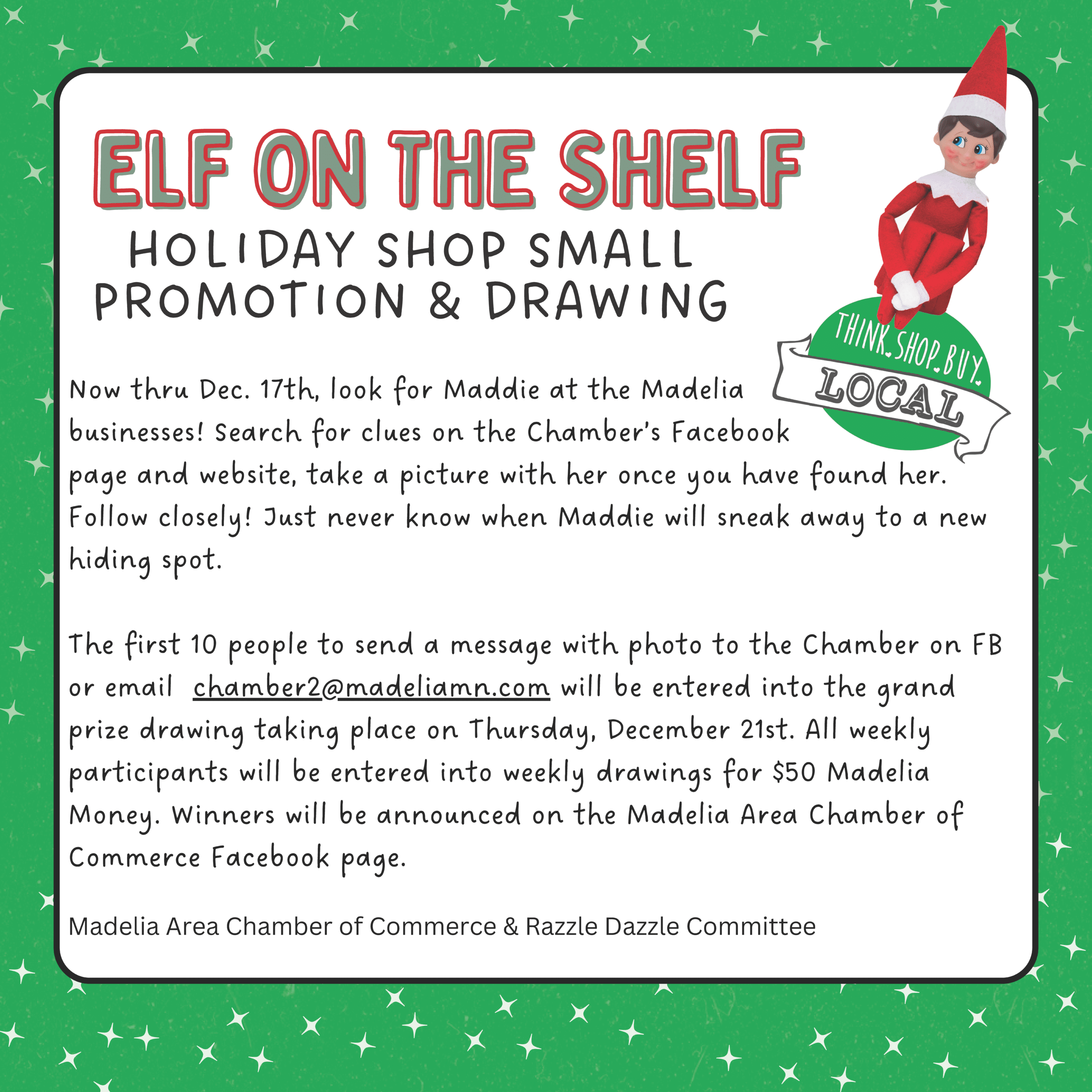 Elf on the Shelf game post - Madelia Chamber of Commerce