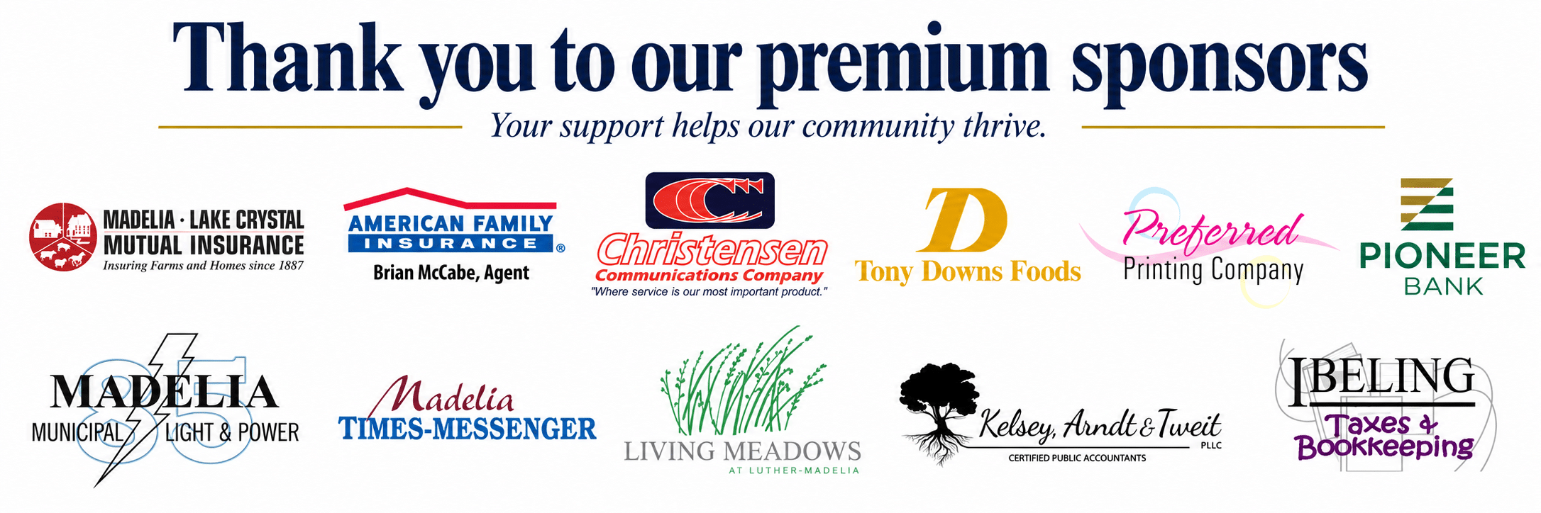 Premium Sponsors 2026 - Madelia Chamber of Commerce